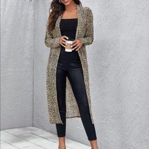 Leopard print long cardigan tan black animal